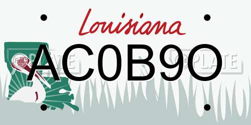 AC0B9O Louisiana License Plate