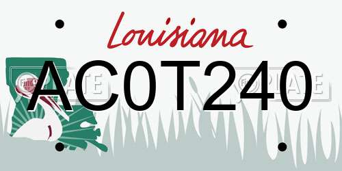 AC0T240 Louisiana License Plate