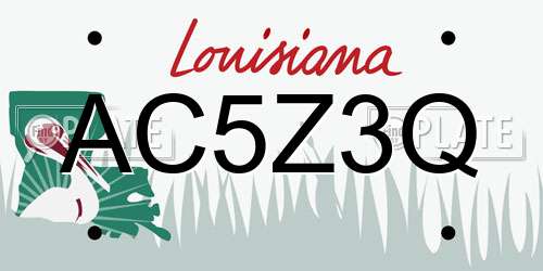AC5Z3Q Louisiana License Plate