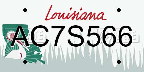 AC7S566 Louisiana License Plate