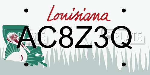 AC8Z3Q Louisiana License Plate