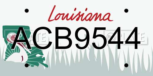 ACB9544 Louisiana License Plate