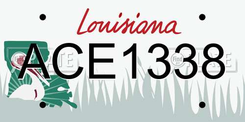 ACE1338 Louisiana License Plate