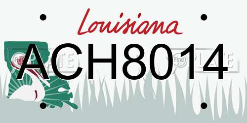 ACH8014 Louisiana License Plate