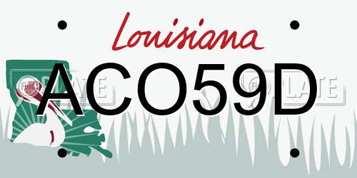ACO59D Louisiana License Plate