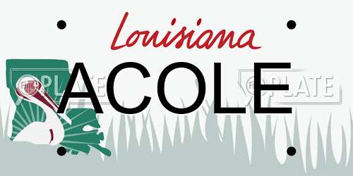 ACOLE Louisiana License Plate