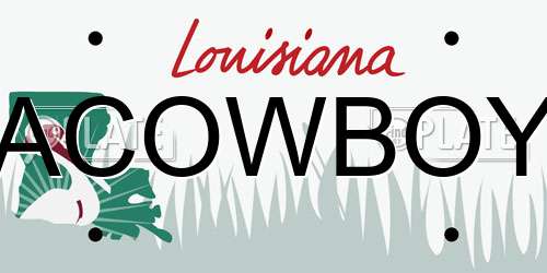 ACOWBOY Louisiana License Plate
