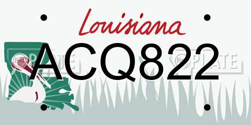 ACQ822 Louisiana License Plate