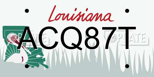 ACQ87T Louisiana License Plate