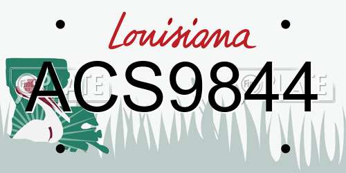 ACS9844 Louisiana License Plate