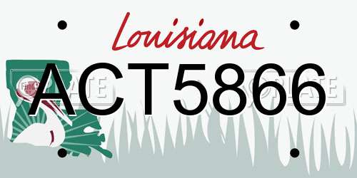ACT5866 Louisiana License Plate