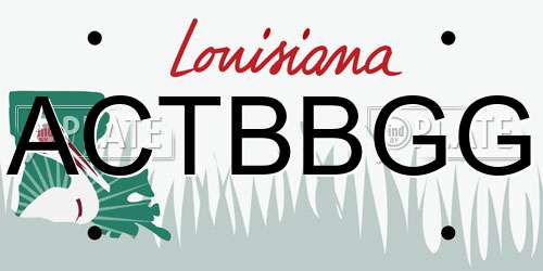 ACTBBGG Louisiana License Plate