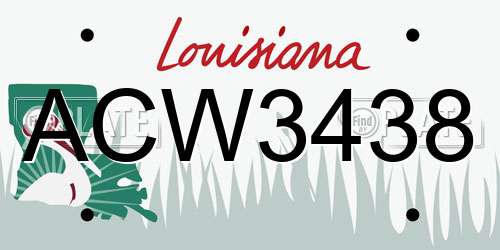 ACW3438 Louisiana License Plate