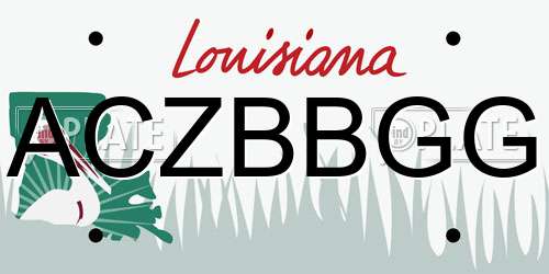 ACZBBGG Louisiana License Plate