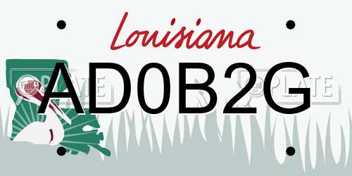 AD0B2G Louisiana License Plate