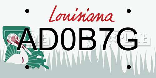 AD0B7G Louisiana License Plate