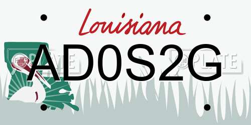 AD0S2G Louisiana License Plate