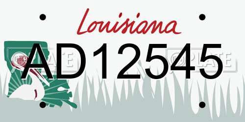 AD12545 Louisiana License Plate
