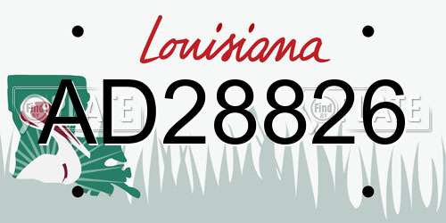 AD28826 Louisiana License Plate