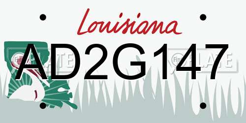 AD2G147 Louisiana License Plate