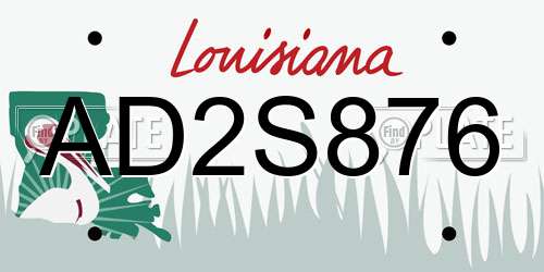 AD2S876 Louisiana License Plate