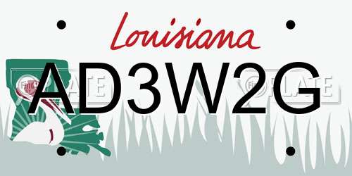 AD3W2G Louisiana License Plate