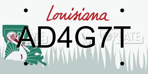 AD4G7T Louisiana License Plate