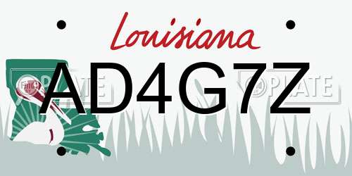 AD4G7Z Louisiana License Plate