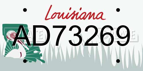 AD73269 Louisiana License Plate