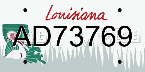 AD73769 Louisiana License Plate