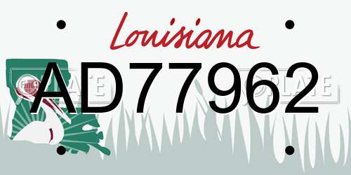 AD77962 Louisiana License Plate