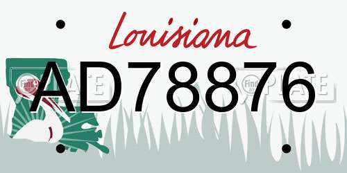 AD78876 Louisiana License Plate