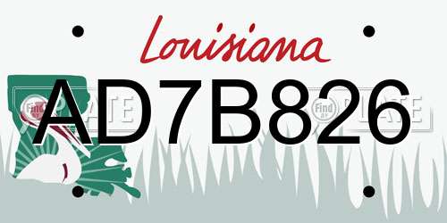 AD7B826 Louisiana License Plate