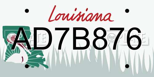 AD7B876 Louisiana License Plate