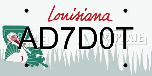 AD7D0T Louisiana License Plate