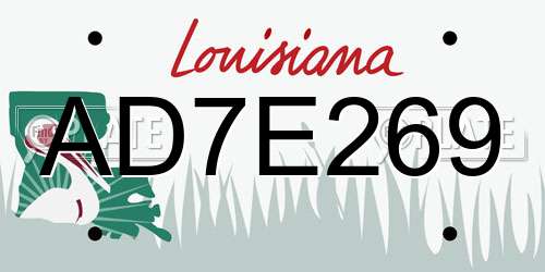 AD7E269 Louisiana License Plate