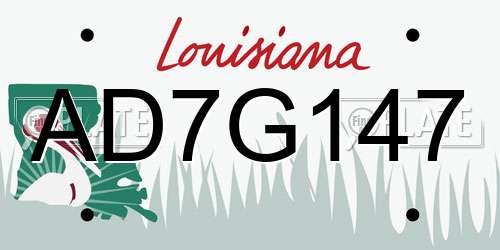 AD7G147 Louisiana License Plate