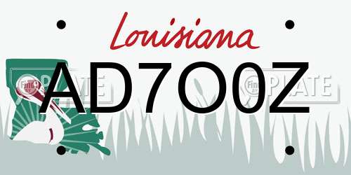 AD7O0Z Louisiana License Plate