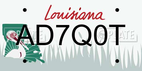AD7Q0T Louisiana License Plate