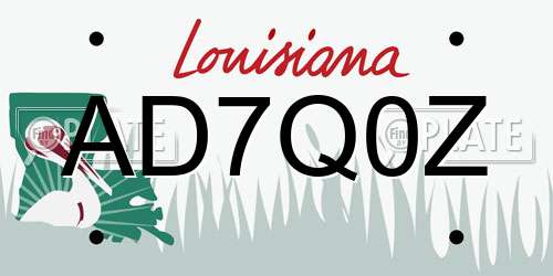 AD7Q0Z Louisiana License Plate
