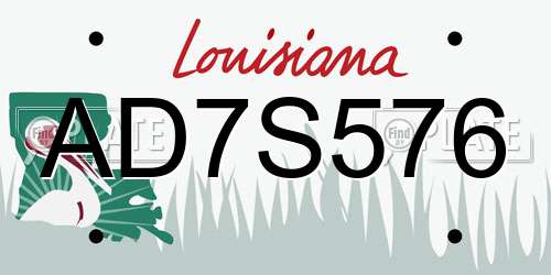 AD7S576 Louisiana License Plate