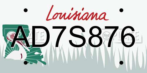 AD7S876 Louisiana License Plate
