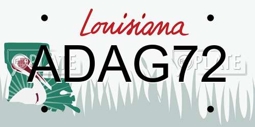 ADAG72 Louisiana License Plate