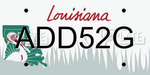 ADD52G Louisiana License Plate
