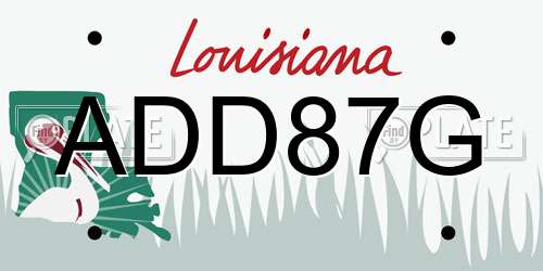 ADD87G Louisiana License Plate