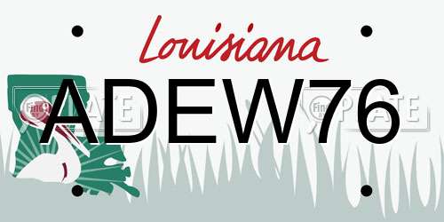 ADEW76 Louisiana License Plate