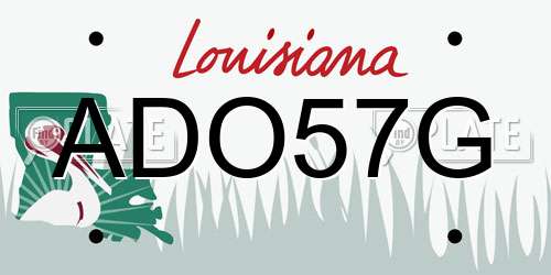 ADO57G Louisiana License Plate