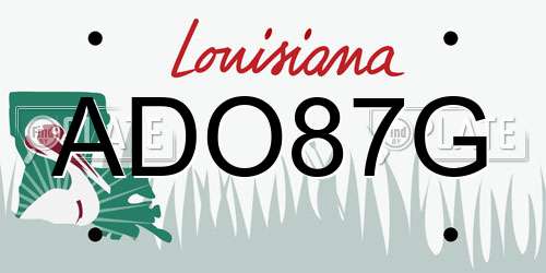 ADO87G Louisiana License Plate