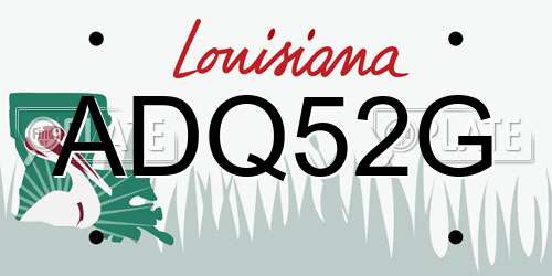 ADQ52G Louisiana License Plate