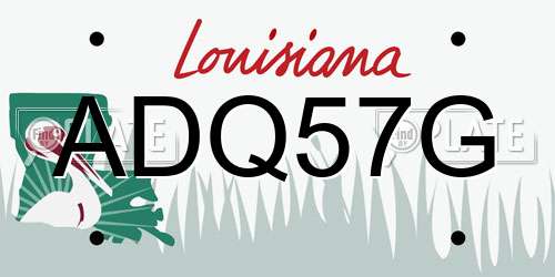 ADQ57G Louisiana License Plate